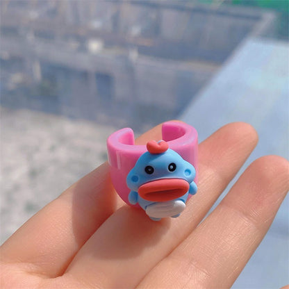 Simple Style Cartoon Plastic Resin Handmade Women's Open Rings