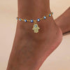 Wholesale Jewelry Vacation Beach Round Palm Eye Titanium Steel Zircon 18k Gold Plated Anklet