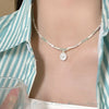 Simple Style Round Natural Stone Freshwater Pearl Copper Plating Gold Plated Necklace