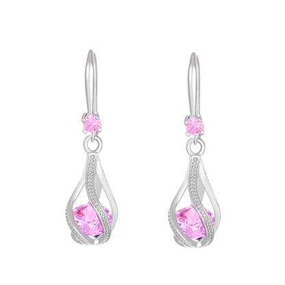 1 Pair Modern Style Water Droplets Inlay Alloy Zircon Silver Plated Dangling Earrings