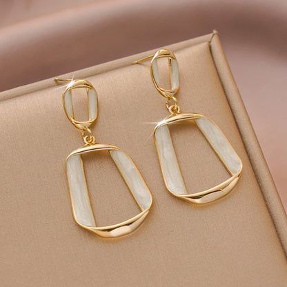 1 Pair Simple Style Square Patchwork Alloy Drop Earrings