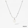 Classic Style Solid Color Stainless Steel Pearl Pendant Necklace