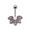 Simple Style Floral Stainless Steel Alloy Titanium Plating Inlay Diamond White Gold Plated Gold Plated Silver Plated Belly Ring