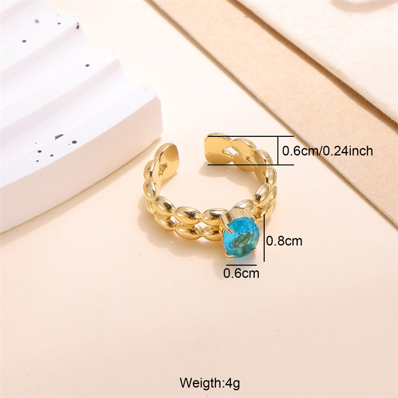 Lady Shiny Stainless Steel Plating Inlay Zircon 18k Gold Plated Open Rings