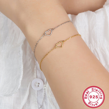 Lady Heart Shape Sterling Silver Plating 18k Gold Plated White Gold Plated Bracelets