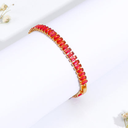 Sweet Color Block Copper Inlay Zircon Bracelets