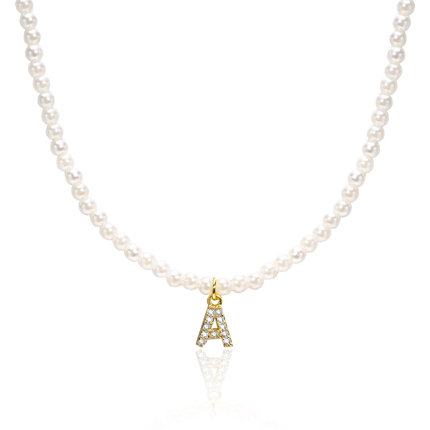 Basic Simple Style Letter Gold Plated Zircon Imitation Pearl Wholesale Pendant Necklace