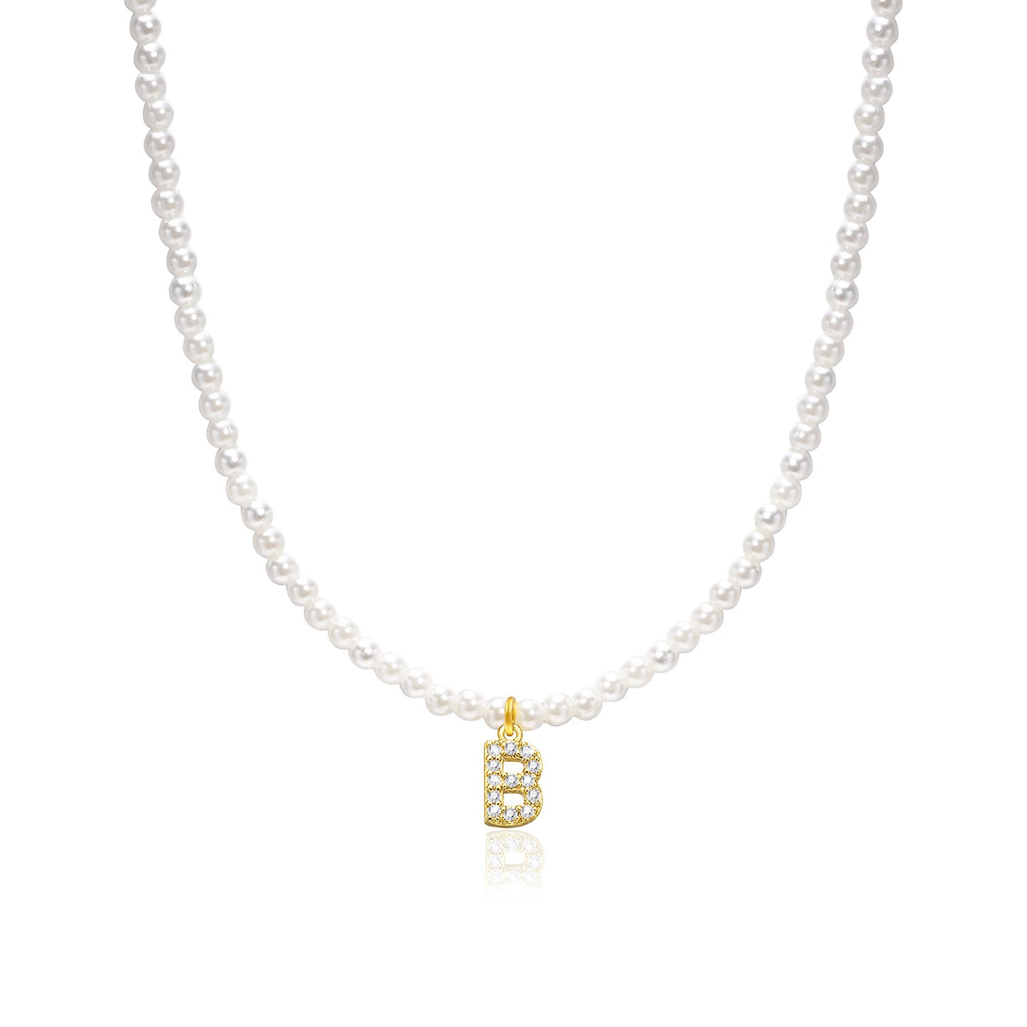 Basic Simple Style Letter Gold Plated Zircon Imitation Pearl Wholesale Pendant Necklace