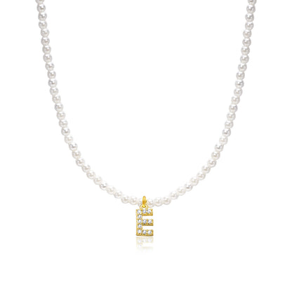 Basic Simple Style Letter Gold Plated Zircon Imitation Pearl Wholesale Pendant Necklace