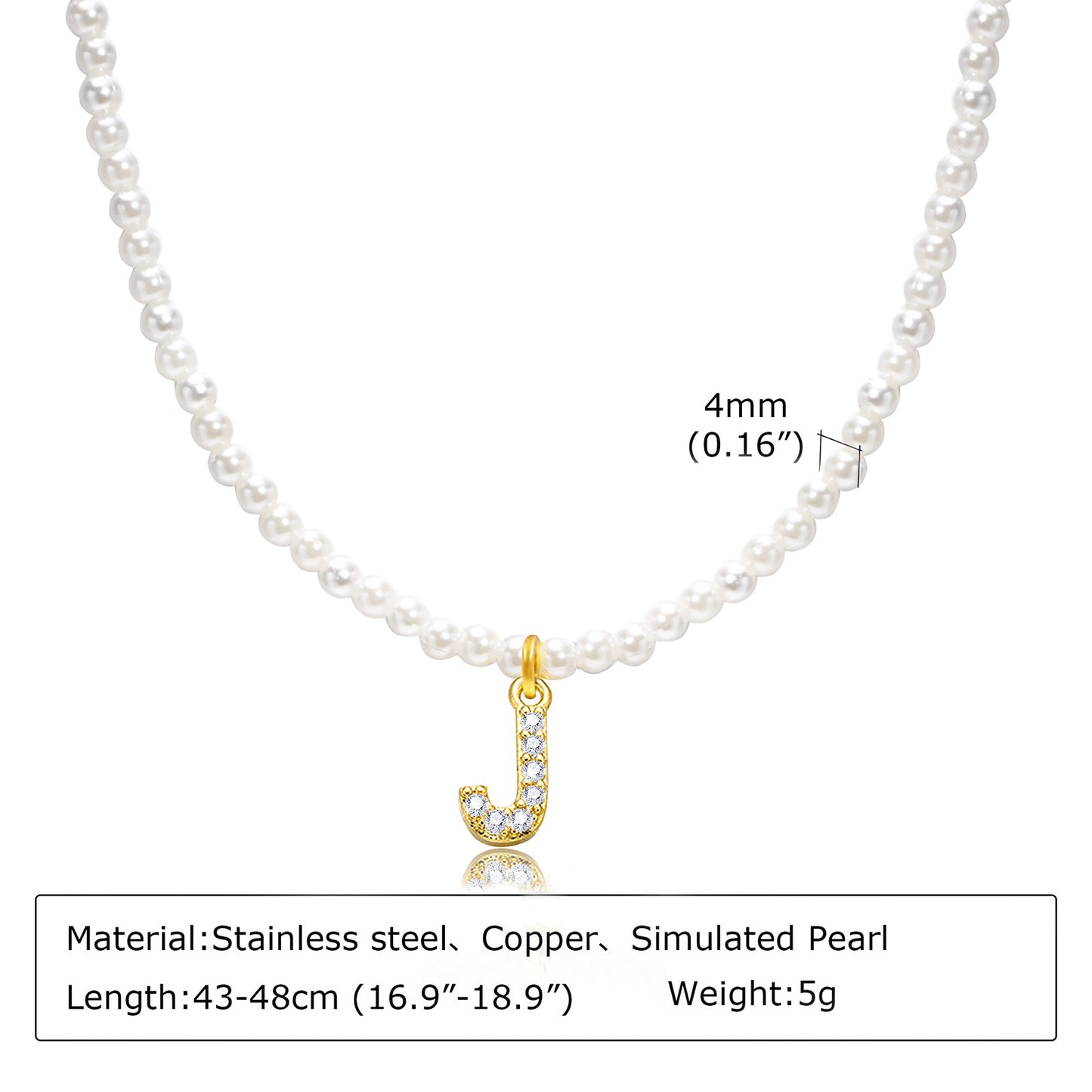 Basic Simple Style Letter Gold Plated Zircon Imitation Pearl Wholesale Pendant Necklace