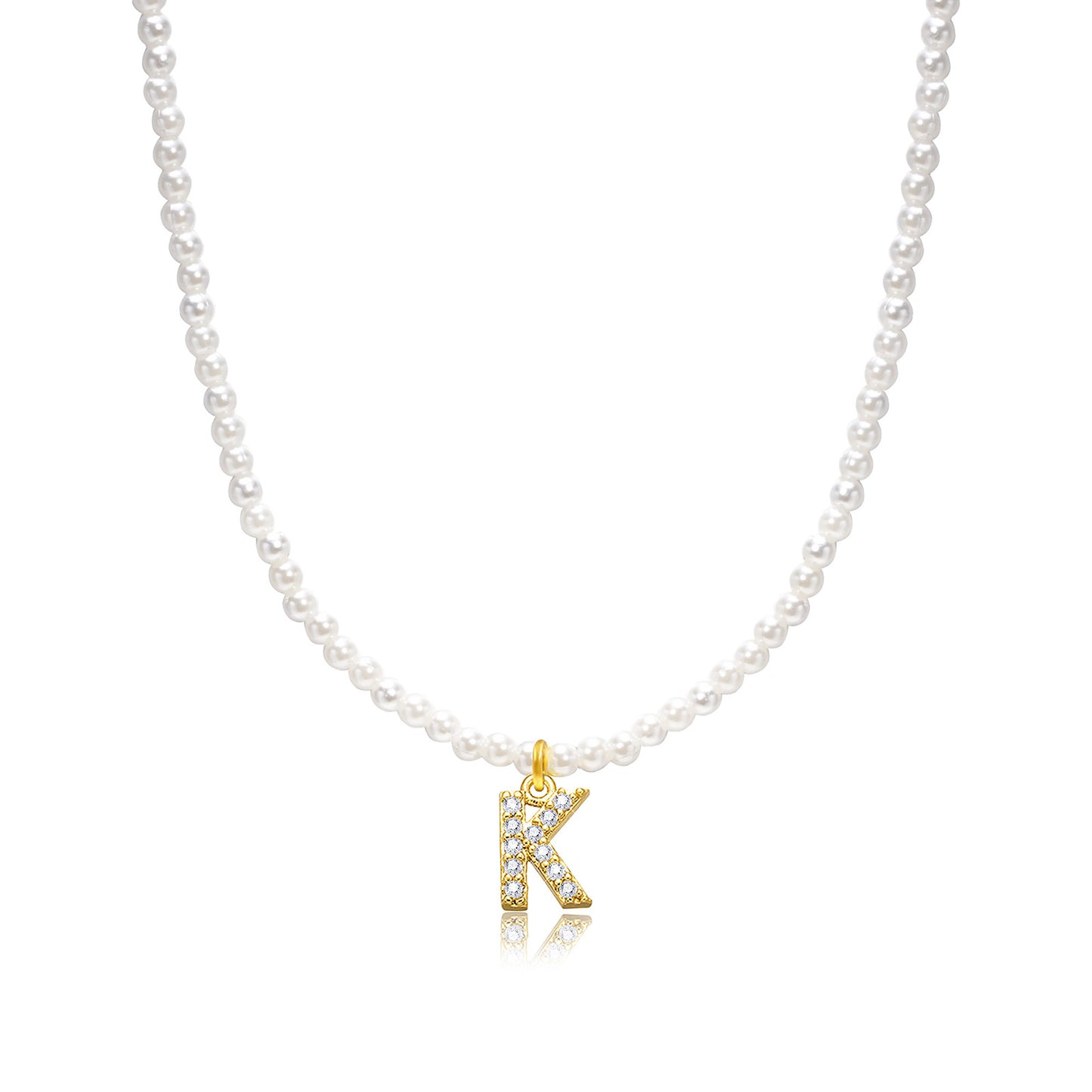 Basic Simple Style Letter Gold Plated Zircon Imitation Pearl Wholesale Pendant Necklace