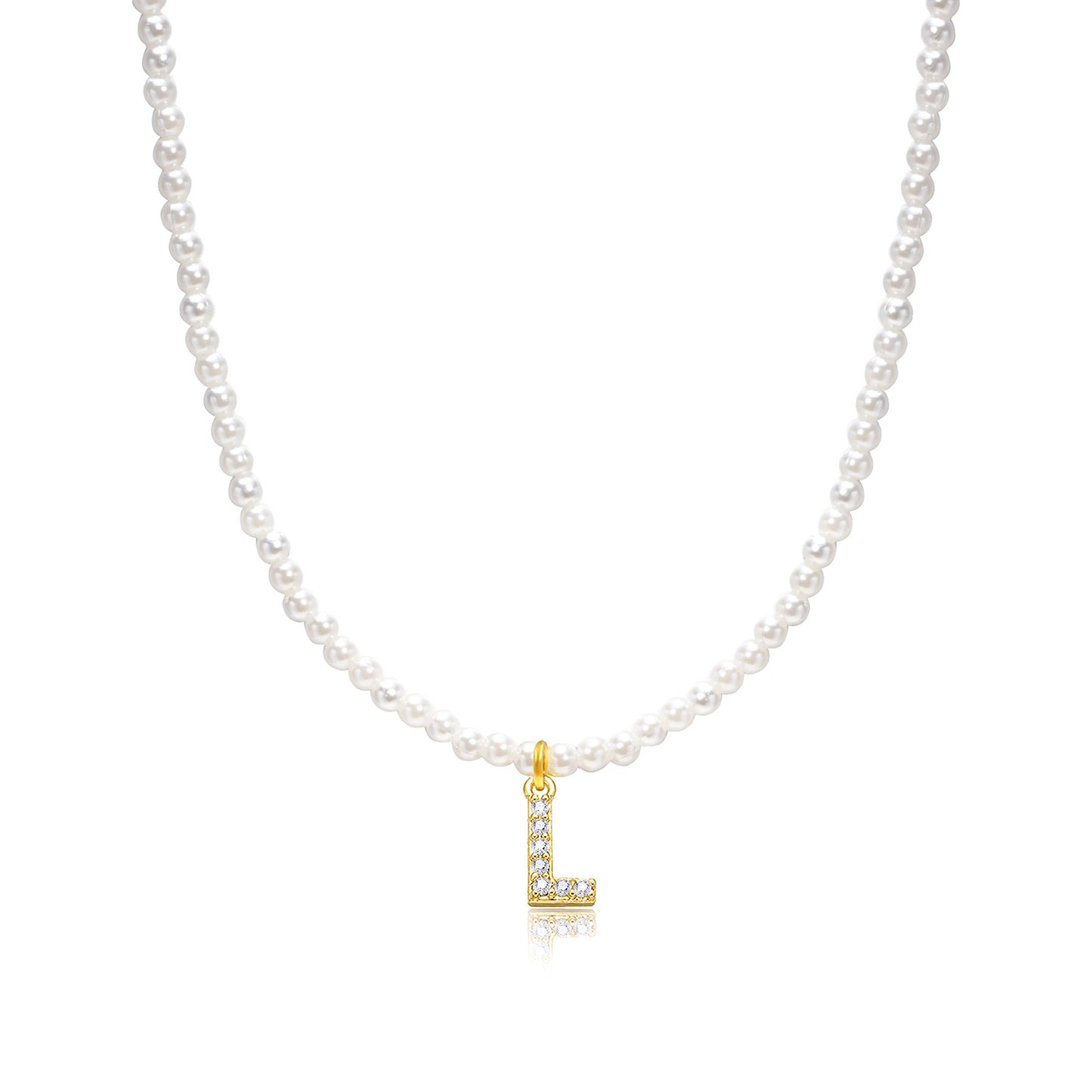 Basic Simple Style Letter Gold Plated Zircon Imitation Pearl Wholesale Pendant Necklace