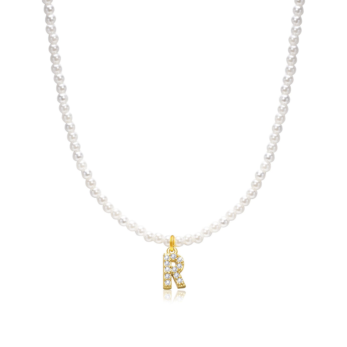 Basic Simple Style Letter Gold Plated Zircon Imitation Pearl Wholesale Pendant Necklace