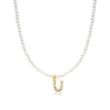 Basic Simple Style Letter Gold Plated Zircon Imitation Pearl Wholesale Pendant Necklace