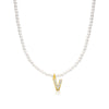 Basic Simple Style Letter Gold Plated Zircon Imitation Pearl Wholesale Pendant Necklace