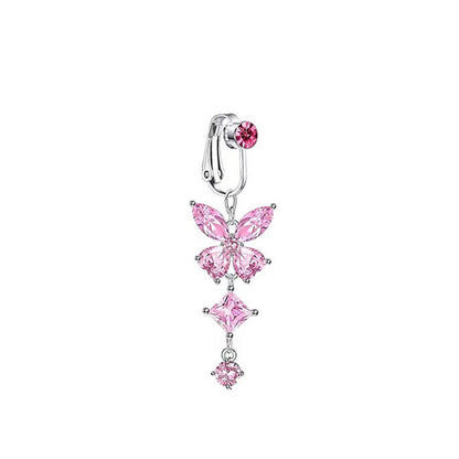 Casual Shiny Letter Heart Shape Butterfly Stainless Steel Inlay Zircon Belly Ring