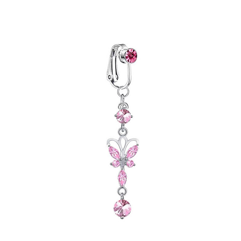 Casual Shiny Letter Heart Shape Butterfly Stainless Steel Inlay Zircon Belly Ring