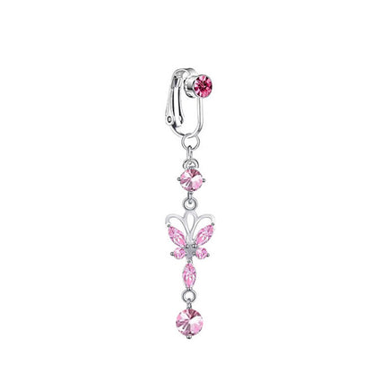 Casual Shiny Letter Heart Shape Butterfly Stainless Steel Inlay Zircon Belly Ring