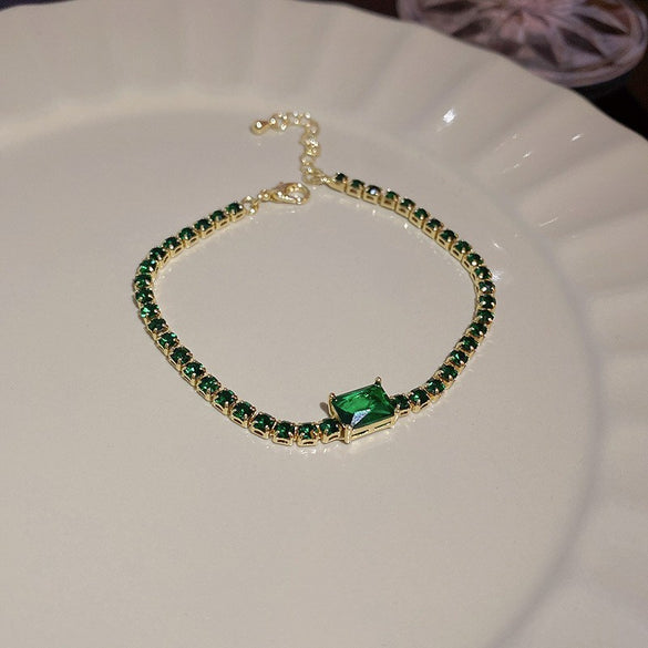 Sweet Colorful Rectangle Copper Inlay Zircon Bracelets