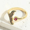 Elegant Luxurious Flower Copper Plating Inlay Zircon 14k Gold Plated Open Rings