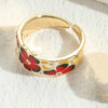 Elegant Luxurious Flower Copper Plating Inlay Zircon 14k Gold Plated Open Rings