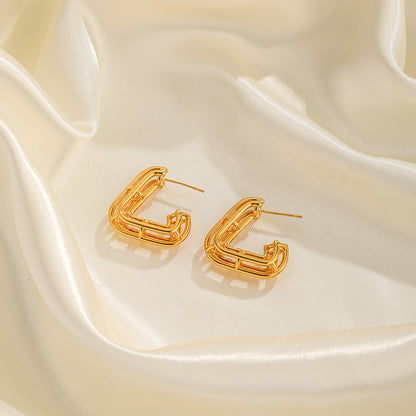 1 Pair Ig Style Elegant Solid Color Plating Hollow Out Copper 18k Gold Plated Ear Studs