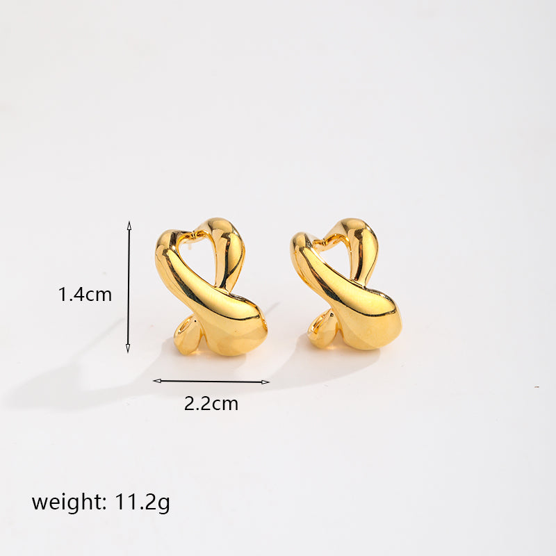 1 Pair Ig Style Elegant Solid Color Plating Hollow Out Copper 18k Gold Plated Ear Studs