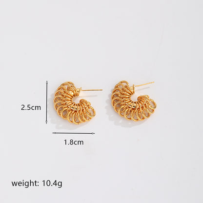 1 Pair Ig Style Elegant Solid Color Plating Hollow Out Copper 18k Gold Plated Ear Studs