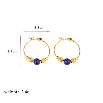 1 Pair Commute Round Plating Inlay Freshwater Pearl Copper Agate 18k Gold Plated Drop Earrings Earrings