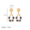 1 Pair Commute Round Plating Inlay Freshwater Pearl Copper Agate 18k Gold Plated Drop Earrings Earrings