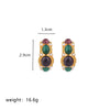 1 Pair Commute Round Plating Inlay Imitation Pearl Copper Turquoise Agate 18k Gold Plated Drop Earrings Ear Studs