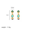 1 Pair Commute Round Plating Inlay Imitation Pearl Copper Turquoise Agate 18k Gold Plated Drop Earrings Ear Studs