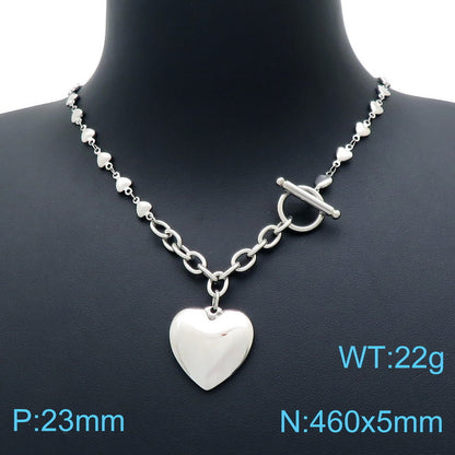 European And American Ot Buckle Heart Necklace Bracelet Heart-shaped O-chain Stainless Steel Suit