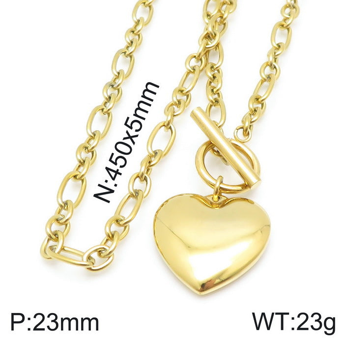 European And American Ot Buckle Heart Necklace Bracelet Heart-shaped O-chain Stainless Steel Suit