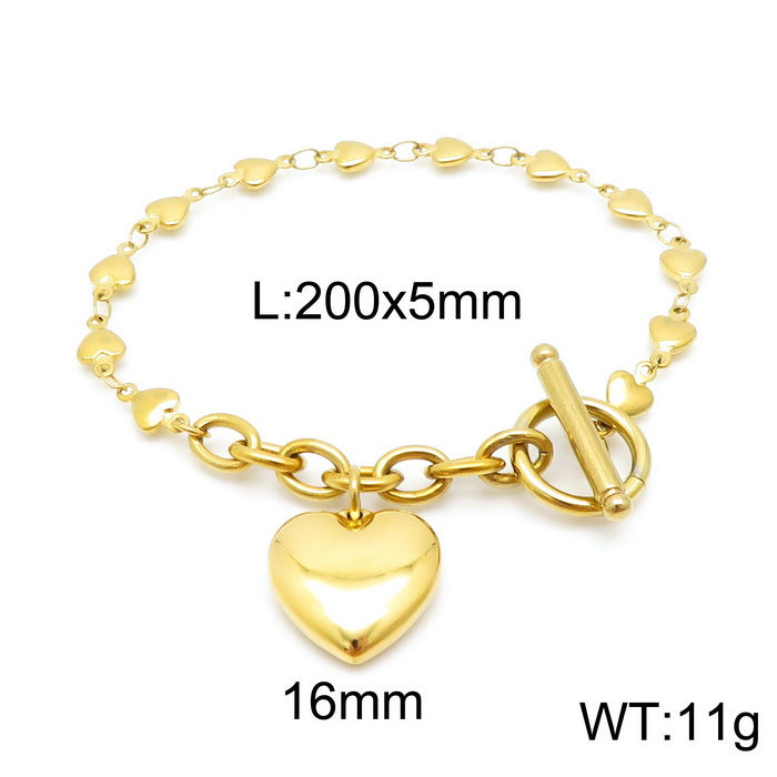 European And American Ot Buckle Heart Necklace Bracelet Heart-shaped O-chain Stainless Steel Suit