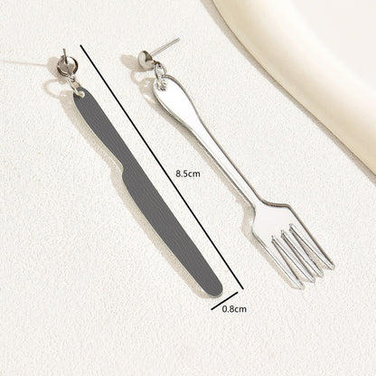 1 Pair Hip-hop Blade Fork Asymmetrical Arylic Drop Earrings