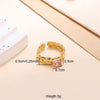 Elegant Solid Color Stainless Steel Plating Inlay Zircon 18k Gold Plated Open Rings