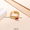 Elegant Solid Color Stainless Steel Plating Inlay Zircon 18k Gold Plated Open Rings