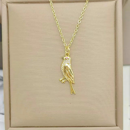 Elegant Bird Copper Plating Inlay Zircon Pendant Necklace