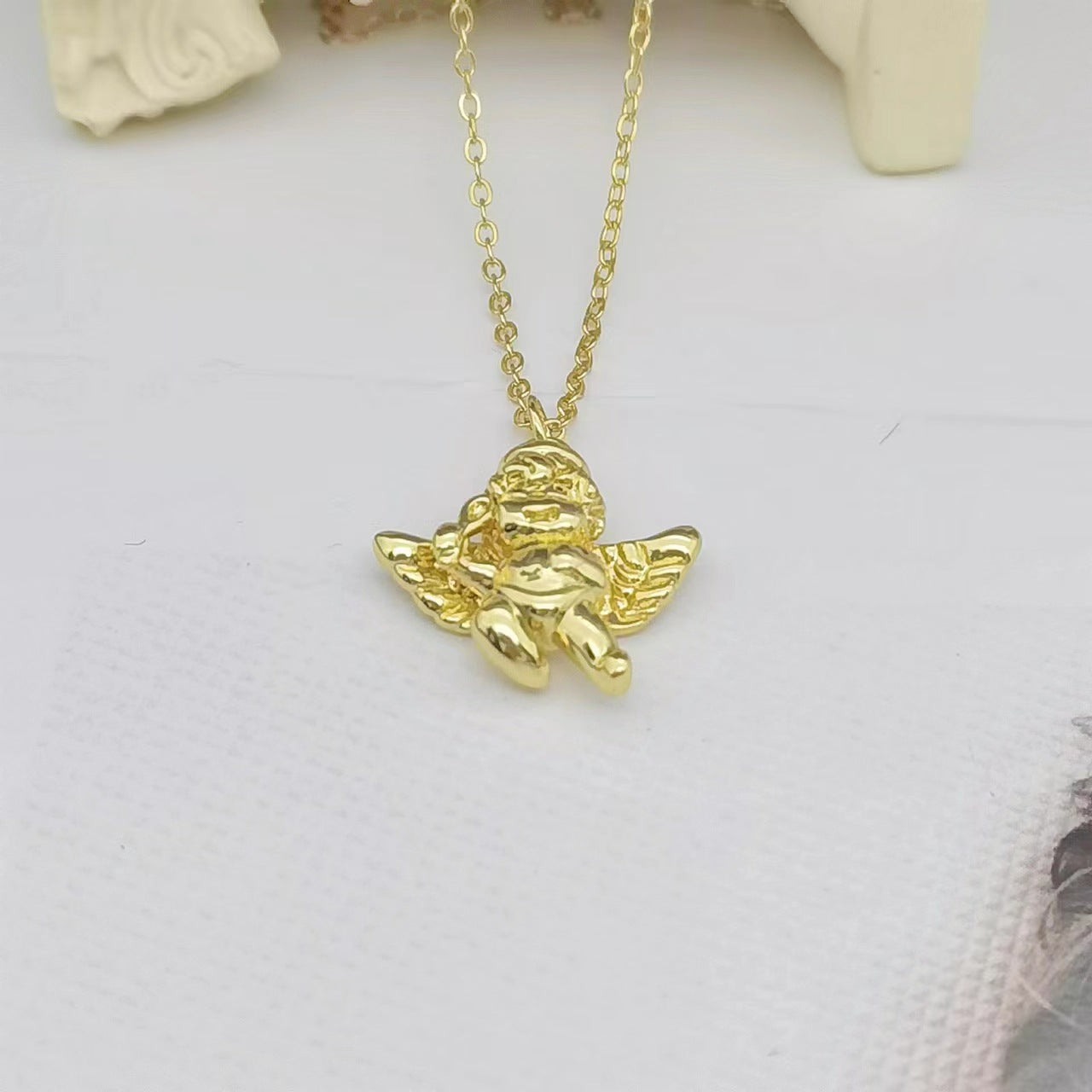 Artistic Angel Copper Plating 18k Gold Plated Pendant Necklace