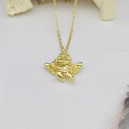 Artistic Angel Copper Plating 18k Gold Plated Pendant Necklace