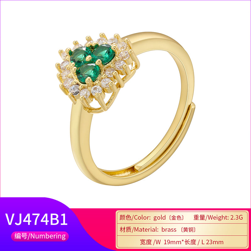 Casual Simple Style Heart Shape Copper Plating Inlay Zircon 18k Gold Plated Open Rings