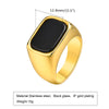 Retro Square Stainless Steel Plating Inlay Agate 18k Gold Plated Rings