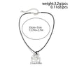 Retro Cool Style Round Square Heart Shape Alloy Leather Rope Metal Hollow Out Women's Pendant Necklace