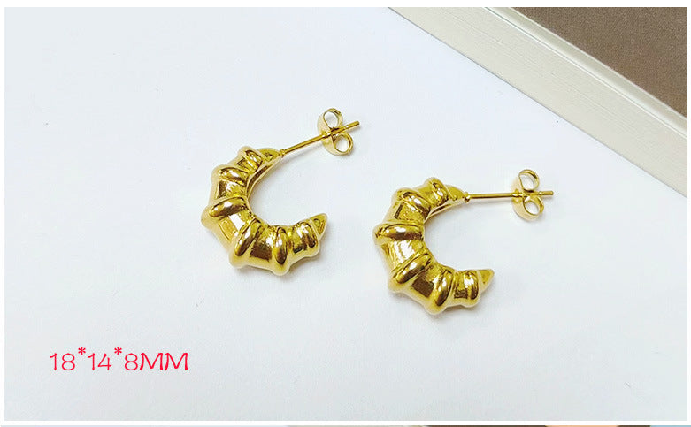 1 Pair Simple Style C Shape Plating Titanium Steel Ear Studs