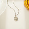 Elegant Oval Titanium Steel Inlay Zircon Pendant Necklace