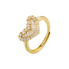 Elegant Luxurious Snake Butterfly Copper Plating Inlay Zircon 18k Gold Plated Open Rings