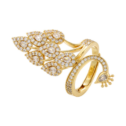 Elegant Luxurious Snake Butterfly Copper Plating Inlay Zircon 18k Gold Plated Open Rings