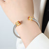 Simple Style Shiny Round Titanium Steel Plating Inlay Zircon 18k Gold Plated Bangle