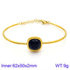 Retro Simple Style Square Titanium Steel Plating Inlay Gem Glass Stone 18k Gold Plated Bracelets